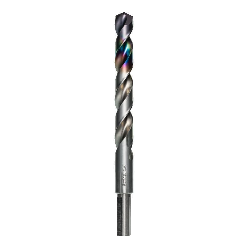Diablo DMD12JP1 Metal Demon Drill Bits for Mild, Hardened and Stainless Steels, 1/2" Diameter, 3-Flats-Reduced Shank, 5.9" Length