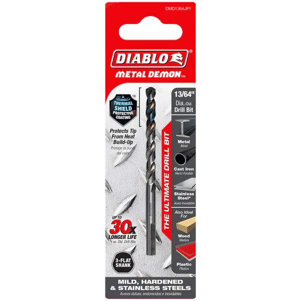 Diablo DMD1364JP1 Metal Demon Drill Bits for Mild, Hardened and Stainless Steels, 13/64-Inch Diameter, 3-Flats Shank, 3.4-Inch Length - Image 2