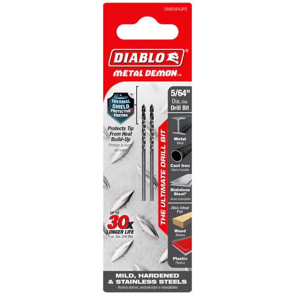 Diablo DMD564JP2 Metal Demon Drill Bits for Mild, Hardened and Stainless Steels, 5/64-Inch Diameter, CYL Shank, 1.9-Inch Length (Pack of 2) - Image 2