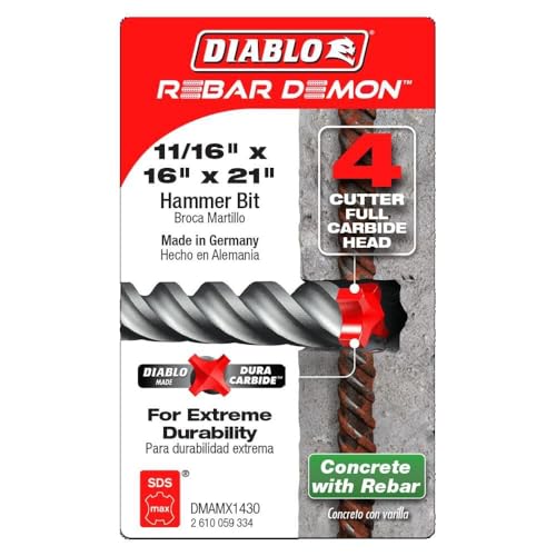 Diablo Rebar Demon SDS-Max 4-Cutter Full Carbide Head Hammer Drill Bit with Tri-Metal Fusion Welding - 11/16" Diameter, 21" Length, 16" Working Length - DMAMX1430 - Image 3