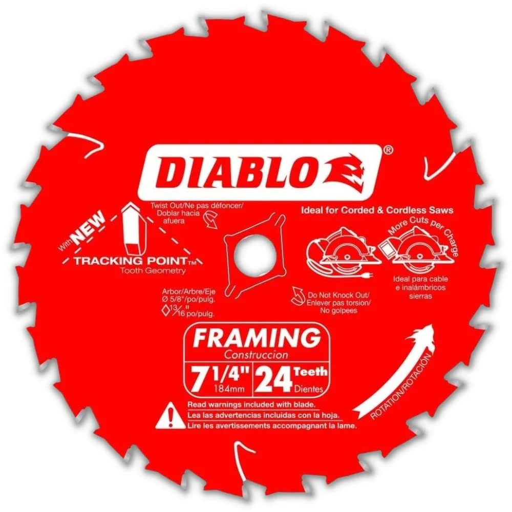 Diablo Tracking Point 7-1/4 in. 24-Tooth Circular Saw Blades – 2-Pack - Tico Carbide, Smooth Cutting, Low Vibration, Non-Stick Coating – D0724VPX - Image 3