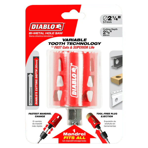 Diablo DHS2250 2-1/4 in. Bi-Metal Hole Saw with 2-3/8 in. Cutting Depth - Image 2