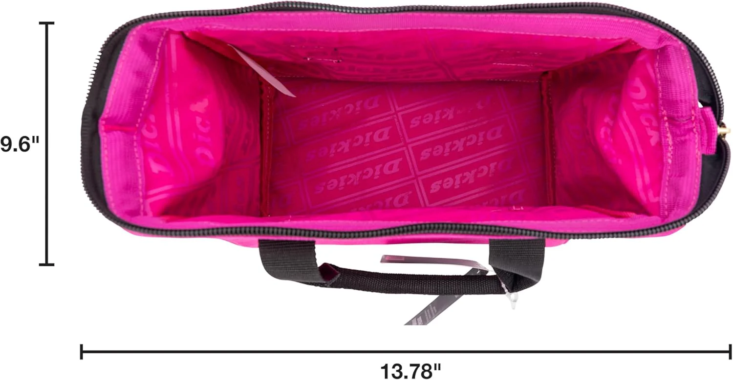 Dickies 57148 12-Inch Durable Canvas Work Bag for Painters, Carpenters, and Builders, Heavy-Duty Zipper, Reinforced Handles, Pink - Image 4