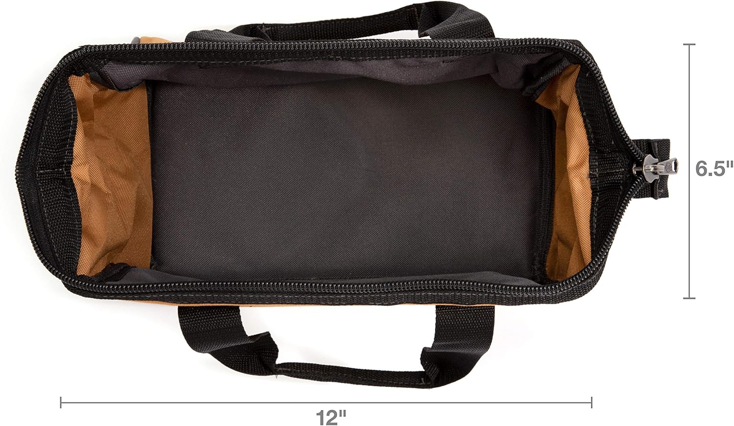 Dickies 57030 12-Inch Durable Canvas Work Bag for Painters, Carpenters, and Builders, Heavy-Duty Zipper, Reinforced Handles, Tan - Image 4