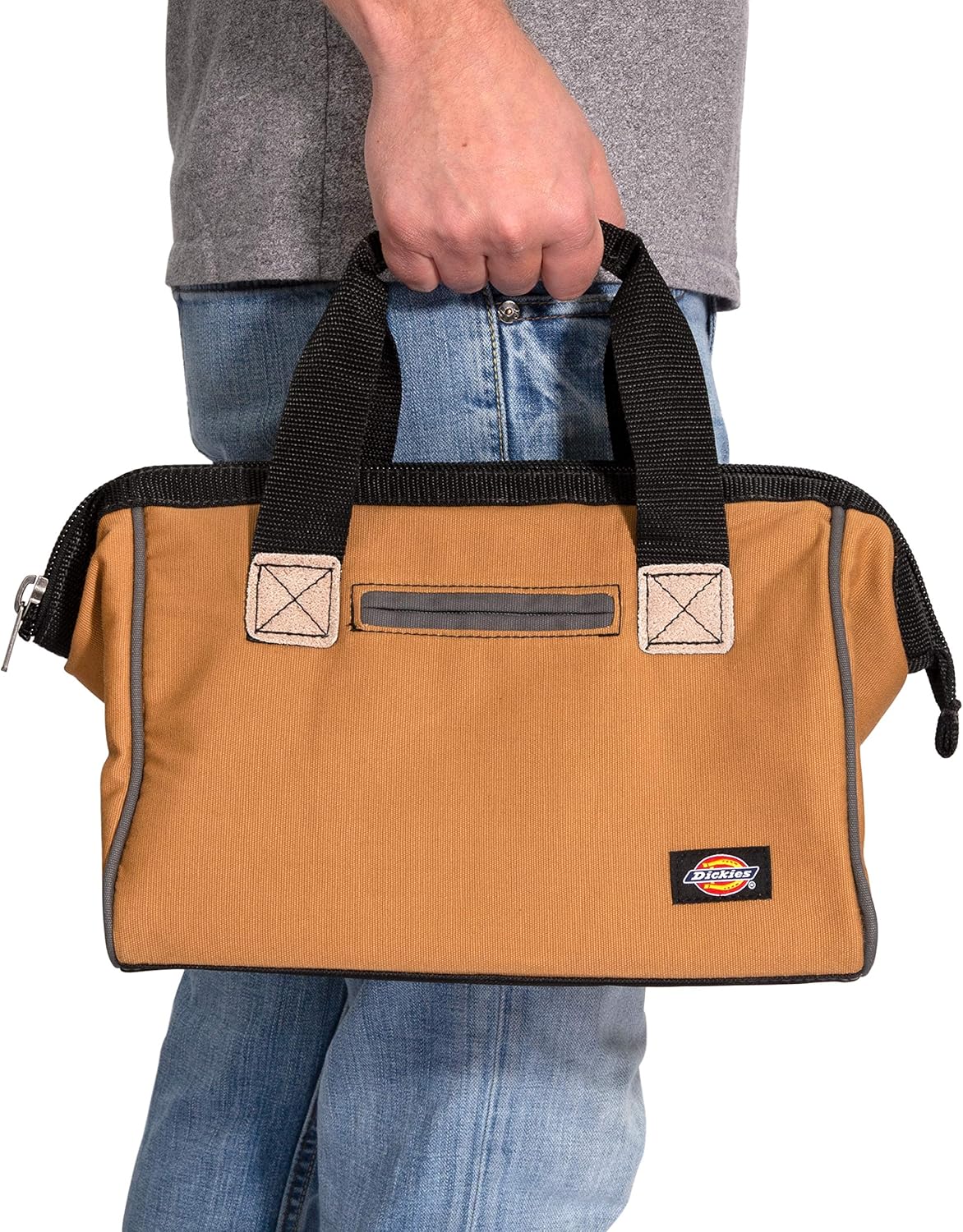 Dickies 57030 12-Inch Durable Canvas Work Bag for Painters, Carpenters, and Builders, Heavy-Duty Zipper, Reinforced Handles, Tan - Image 5