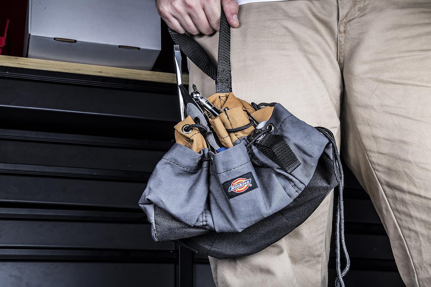 Dickies 57004 12-Pocket Drawstring Work/Tool Bag, Heavy-Duty Drawstrings for Quick-Closure, Snap-Secured Tape Strap, Durable Canvas Construction - Image 6