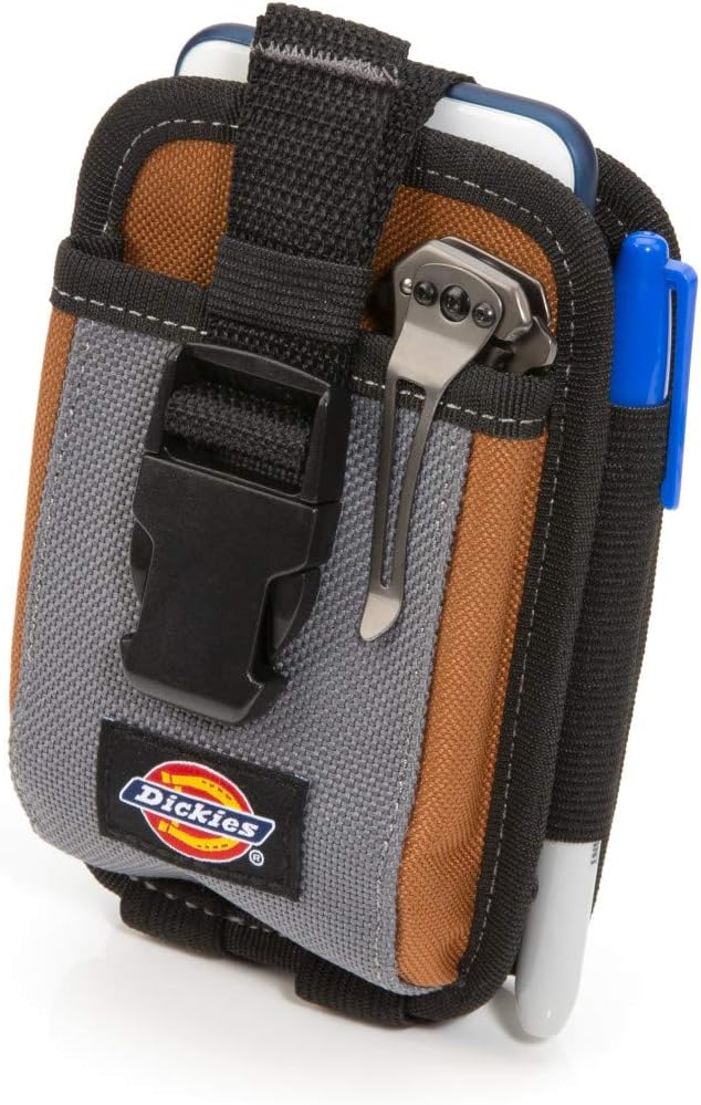 Dickies 57100 2-Compartment Large Phone Pouch, Universal-fit Steel Clip for Tool Belt, Security Strap Over Phone, Carabiner for Quick-Clip Key Storage - Image 2