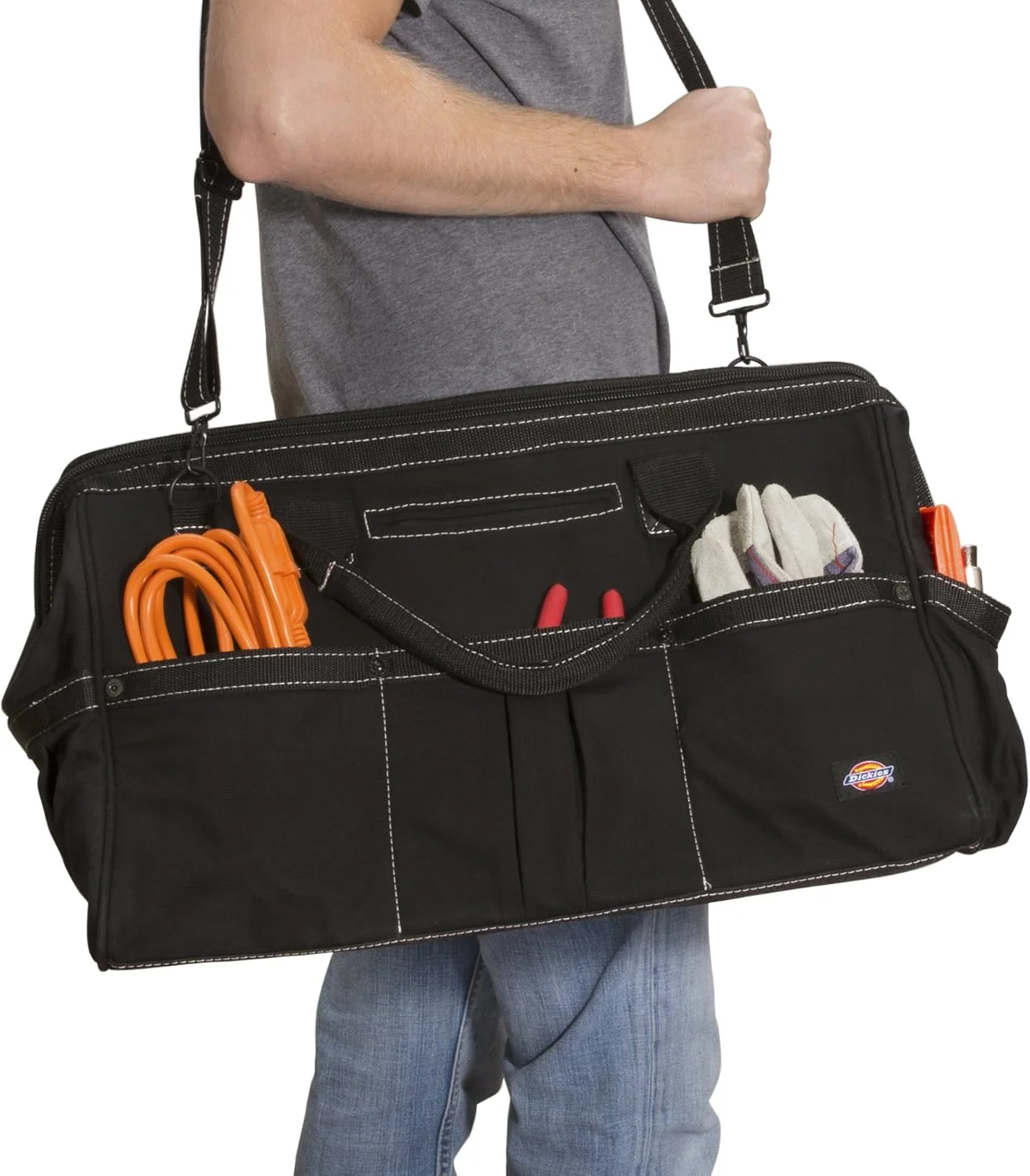 Dickies 57087 20-Inch Durable Canvas Work Bag for Painters, Carpenters, and Builders, Heavy-Duty Zipper, Reinforced Handles, Exterior Pockets, Shoulder Strap - Image 6