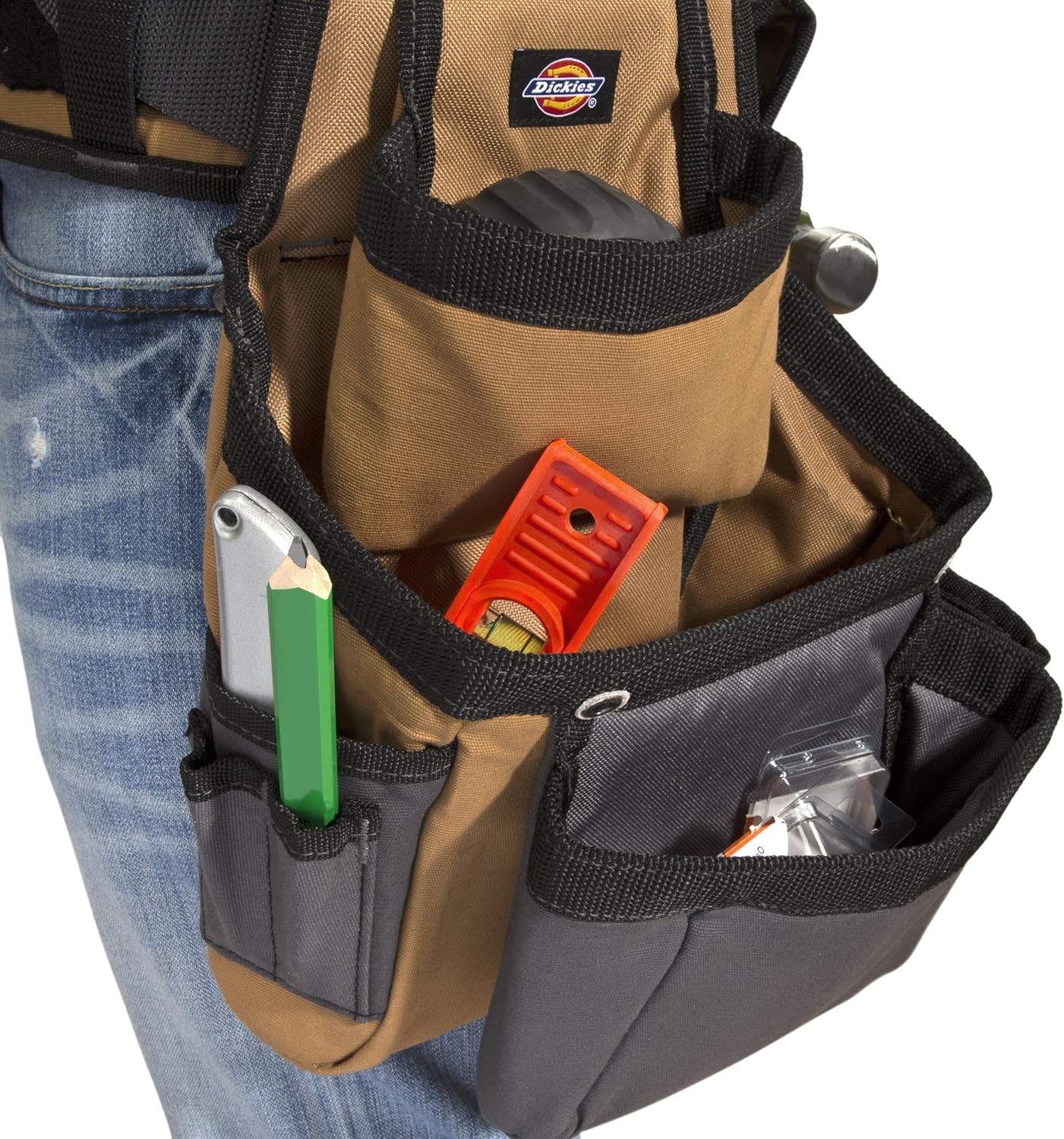 Dickies 57023 4-Piece Carpenter's Rig, Padded Tool Belt Suspenders, Cooling Mesh, Leather Tool Belt, Steel Buckle, Grey/Tan, 3.8 lb. - Image 2