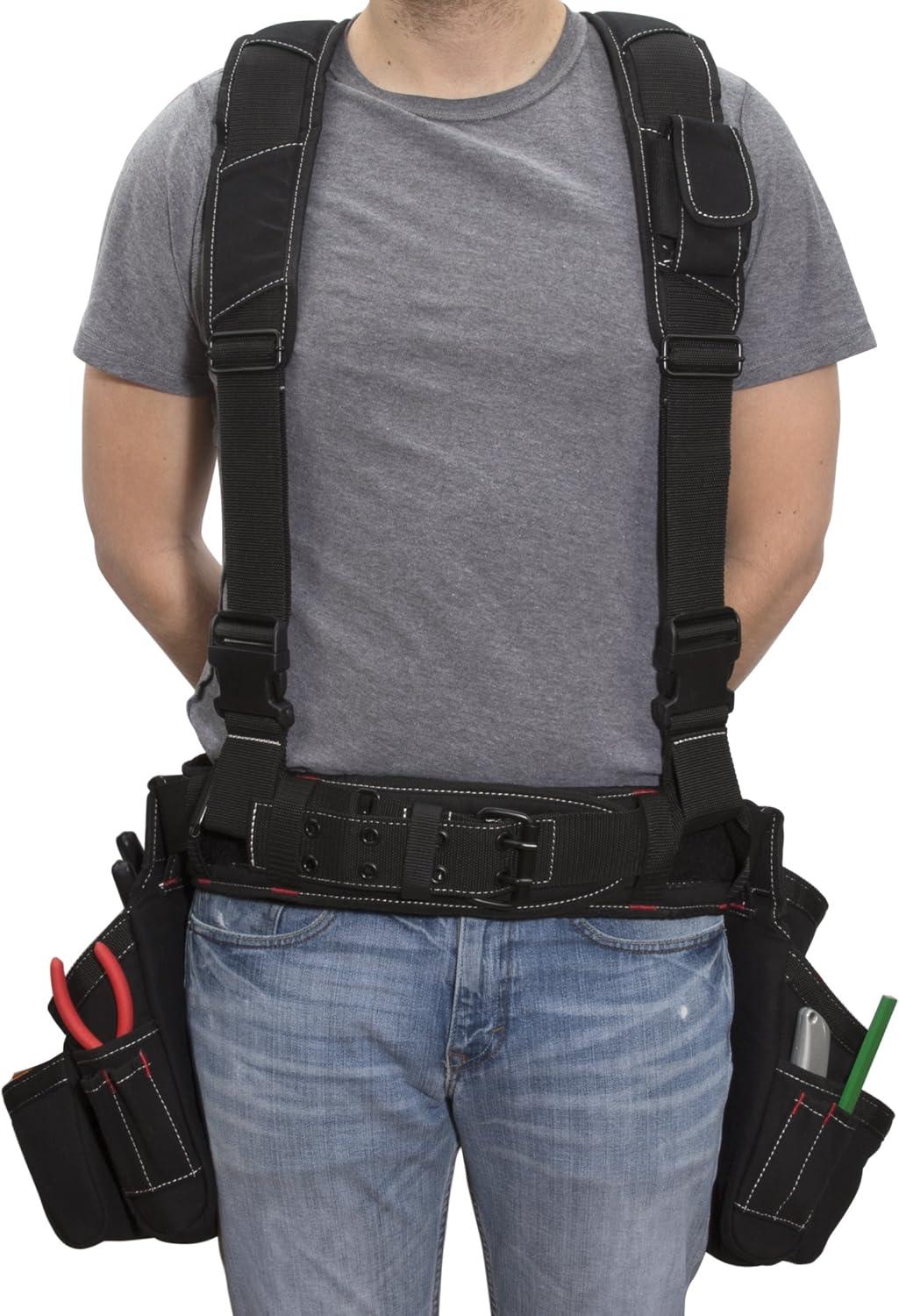 Dickies 57077 4-Piece Carpenter's Work Rig, Padded Tool Belt Suspenders, Cooling Mesh, Leather Tool Belt, Steel Buckle - Image 5
