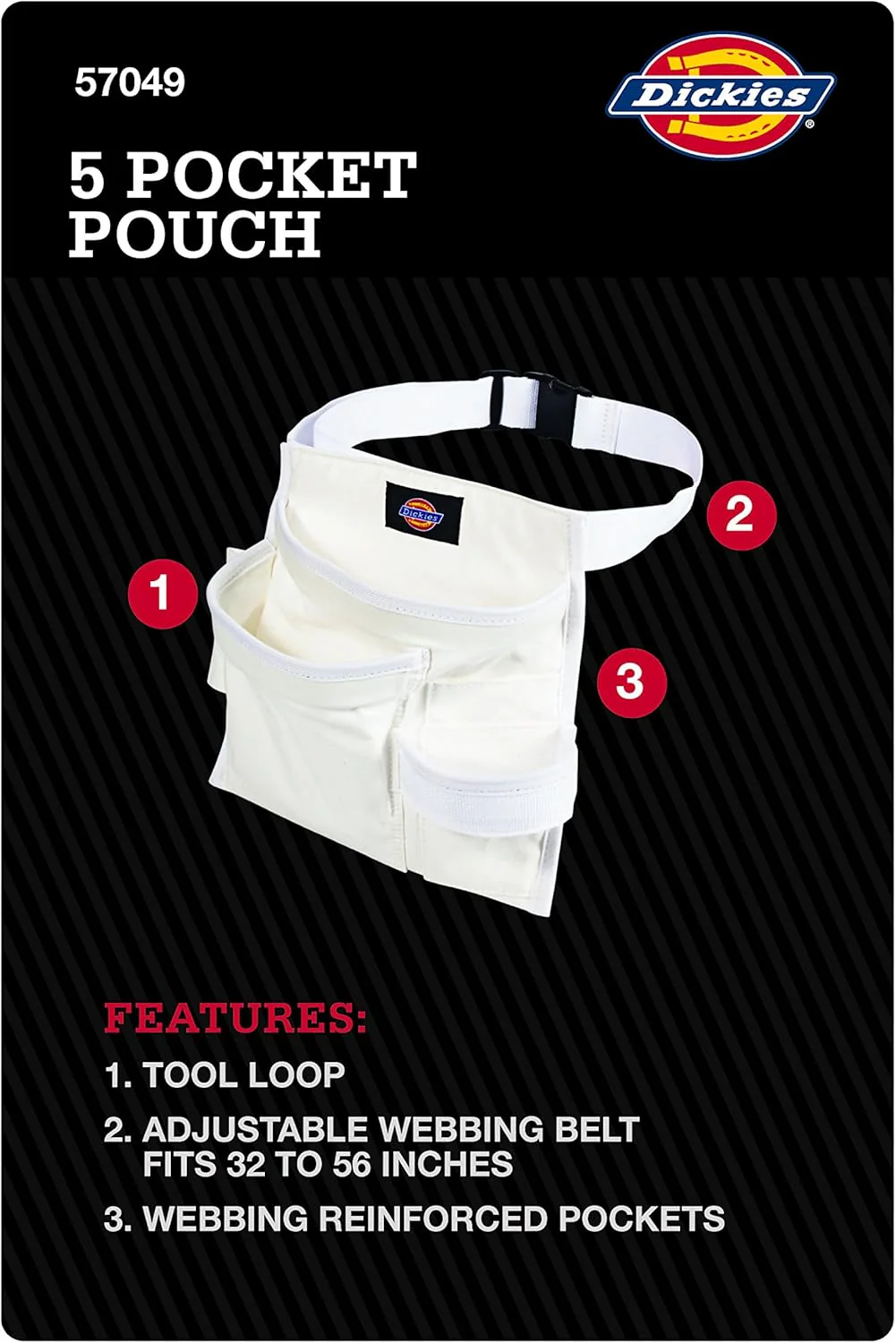 Dickies 57049 5-Pocket Single Side Tool Belt Pouch/Work Apron for Painters, Carpenters, and Builders, Durable Canvas Construction, Adjustable Belt - Image 5