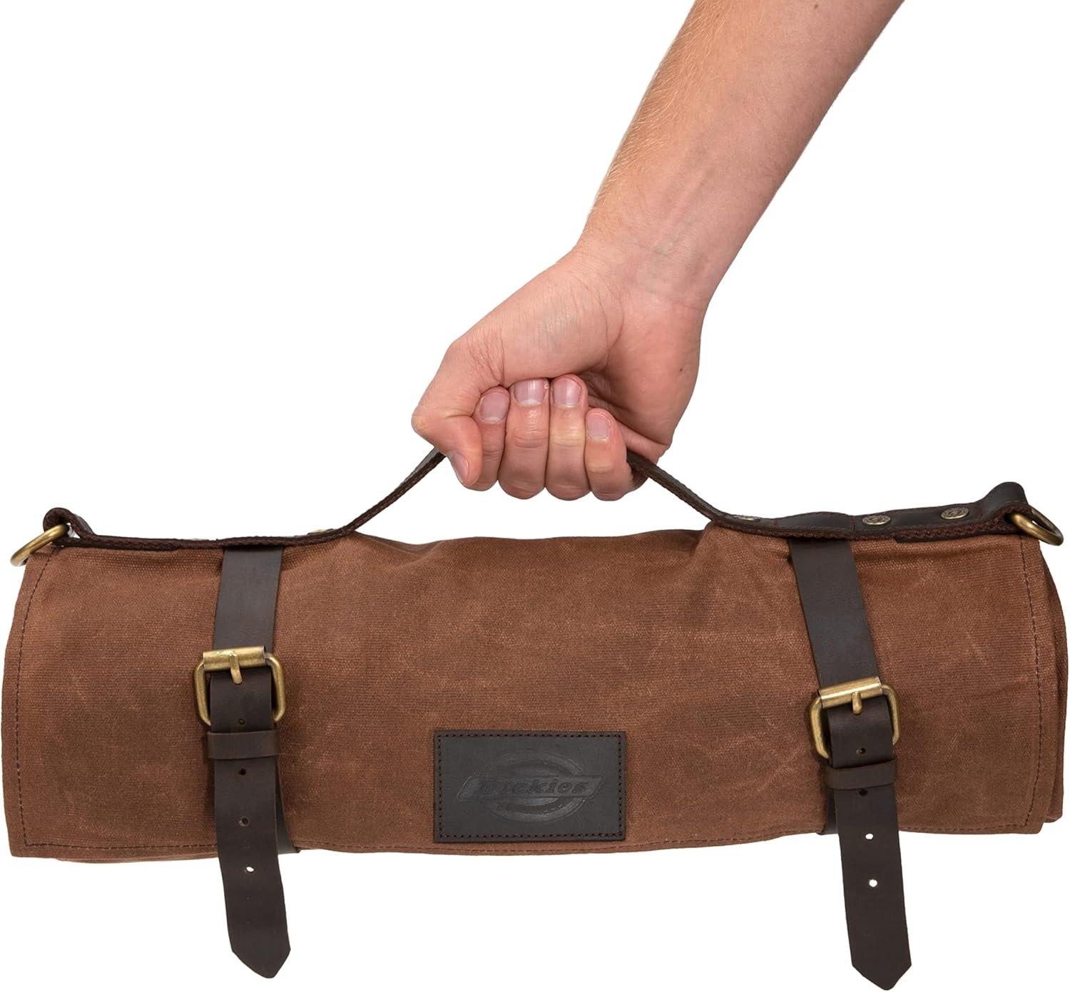 Dickies 57124 Chef Knife Roll Bag Portable Organizer and Cutlery Storage Roll, Waxed Canvas and Leather, Medium - Image 8
