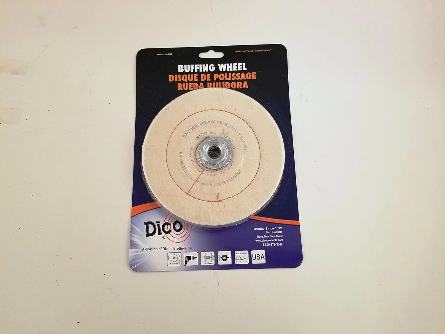 Dico 527-36-6 Cushion Sewn 6-Inch Diameter 1/2-Inch Thick Buffing Wheel - Image 3
