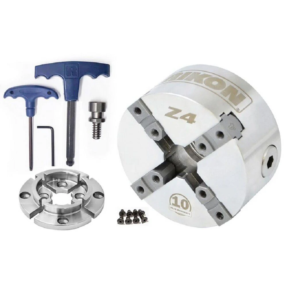 RIKON 71-104 Z4 Chuck, 50mm Jaw, Woodscrew and Chuck Key-Direct Thread 1-1/4″ x 8 TPI