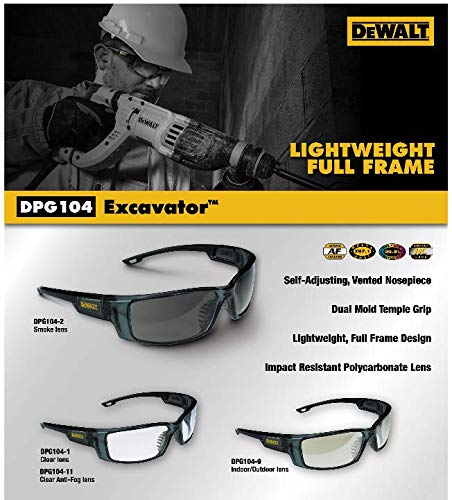 DeWALT (DPG104-1D) Excavator Safety Glass - Black Frame - Clear Lens - Image 2