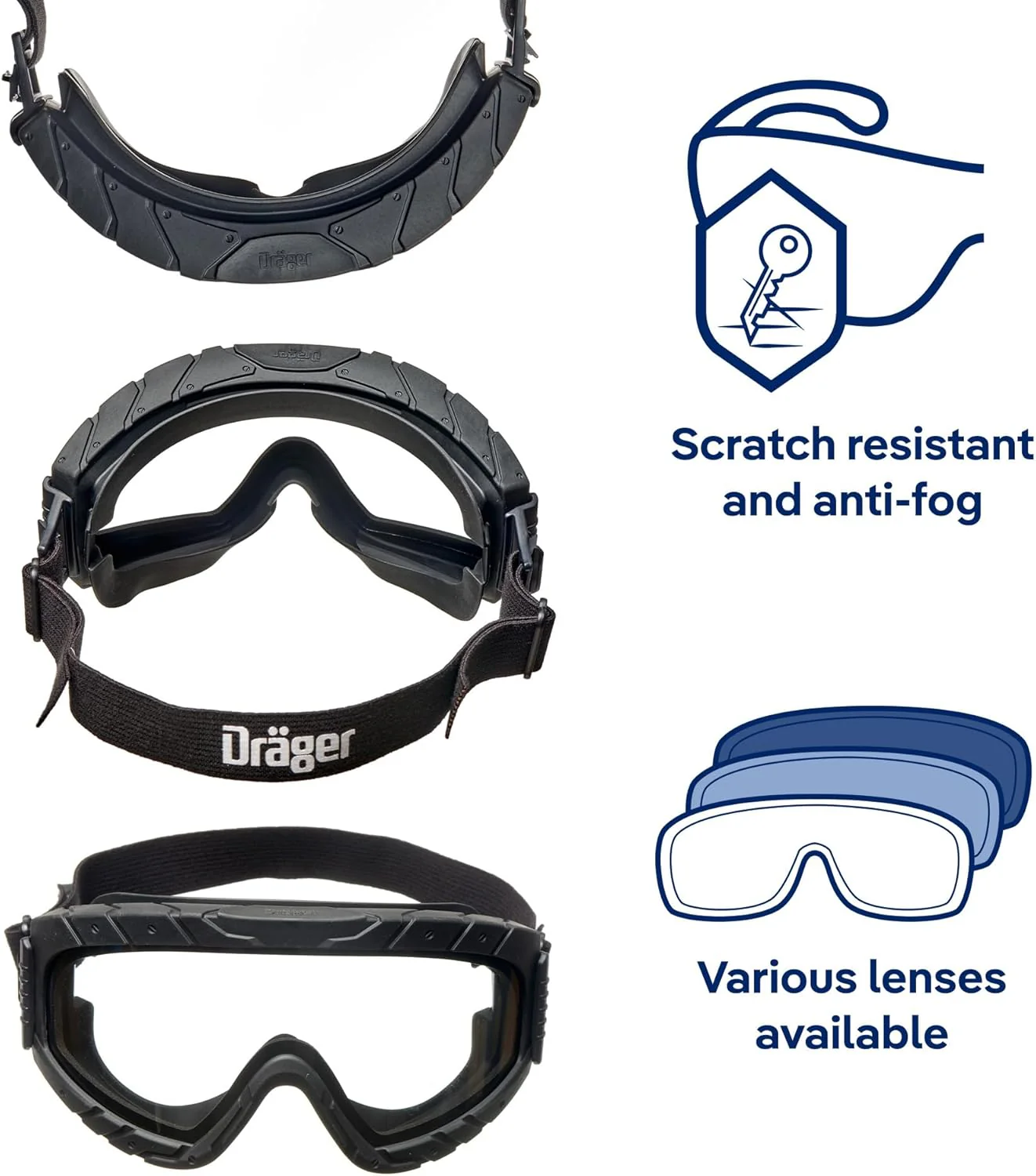 Dräger Safety Glasses X-pect 4800 | Anti-Fog & Anti-Scratch Safety Goggles with Double Screen - Image 3