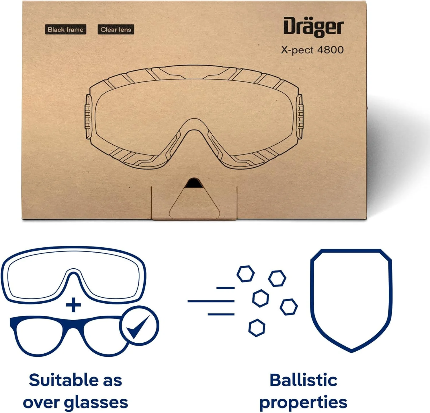 Dräger Safety Glasses X-pect 4800 | Anti-Fog & Anti-Scratch Safety Goggles with Double Screen - Image 4