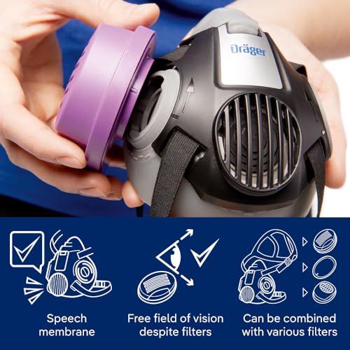 Dräger X-plore 3500 Respirator Mask Multi-Gas/P100 Combination Cartridge (OV/AG/HF/FM/CD/AM/MA/HS/P100) NIOSH-certified Half-Mask for Painting, Chemicals, Construction - Image 4