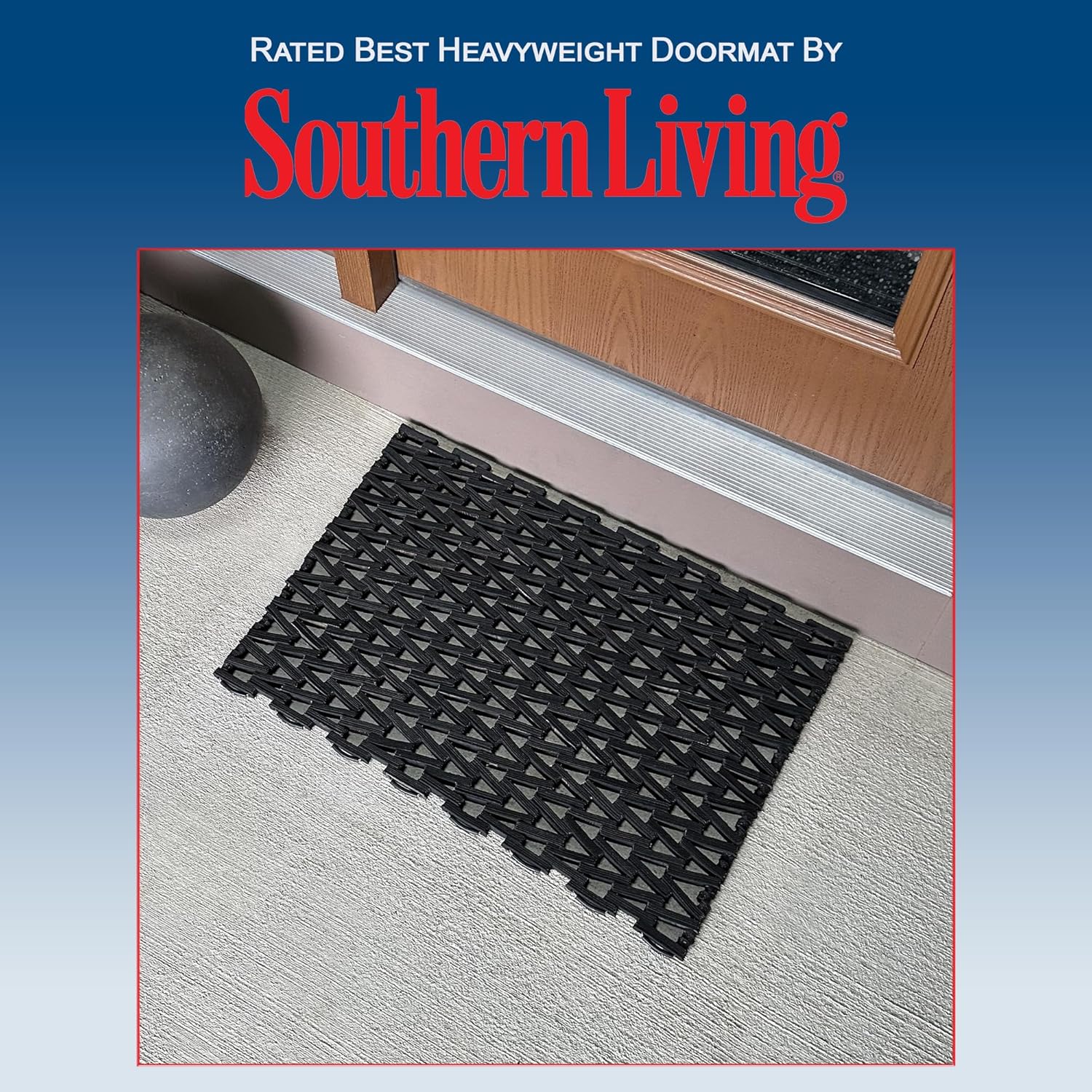 Durable 108H2030 Durite Recycled Tire-Link Outdoor Entrance Mat Herringbone Weave, 30"L x 20"W, Black - Image 6