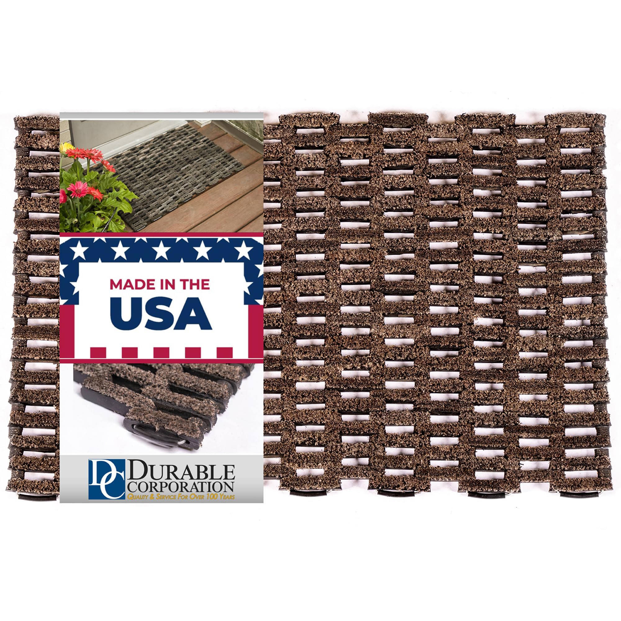 Durable Corporation 400S2030 Dura-Rug Recycled Fabric Tire-Link Outdoor Entrance Mat, 20" x 30"