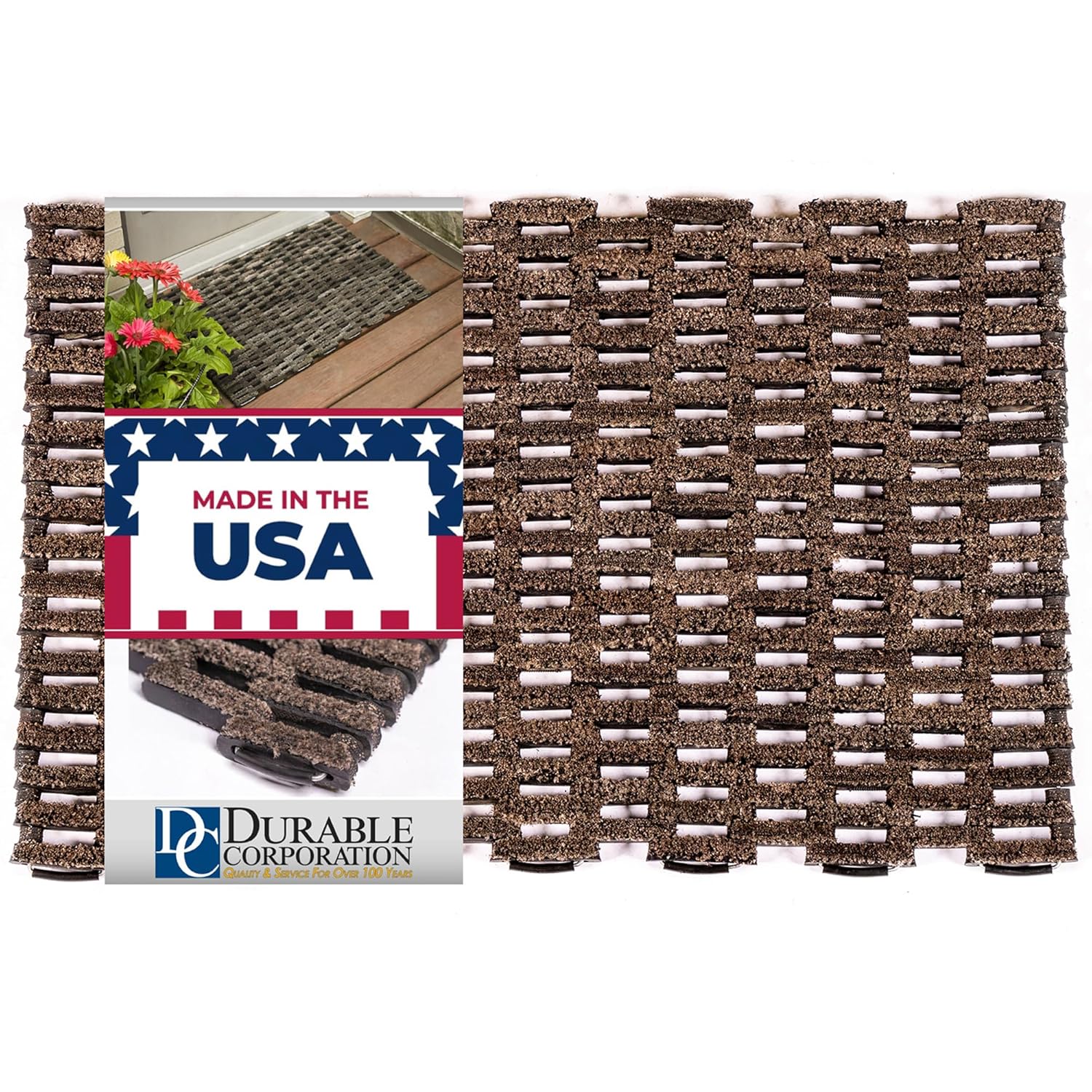 Durable Corporation - 400S2436 Dura-Rug Recycled Fabric Tire-Link Outdoor Entrance Mat, 24" x 36", Black - Image 2