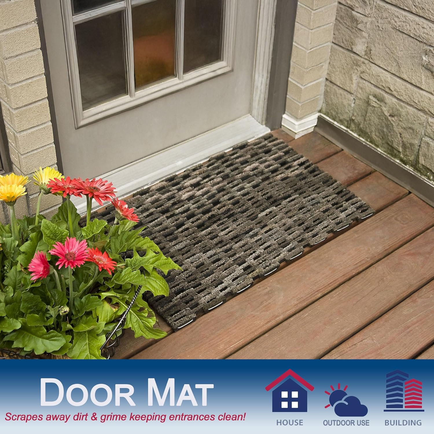 Durable Corporation - 400S2436 Dura-Rug Recycled Fabric Tire-Link Outdoor Entrance Mat, 24" x 36", Black - Image 4