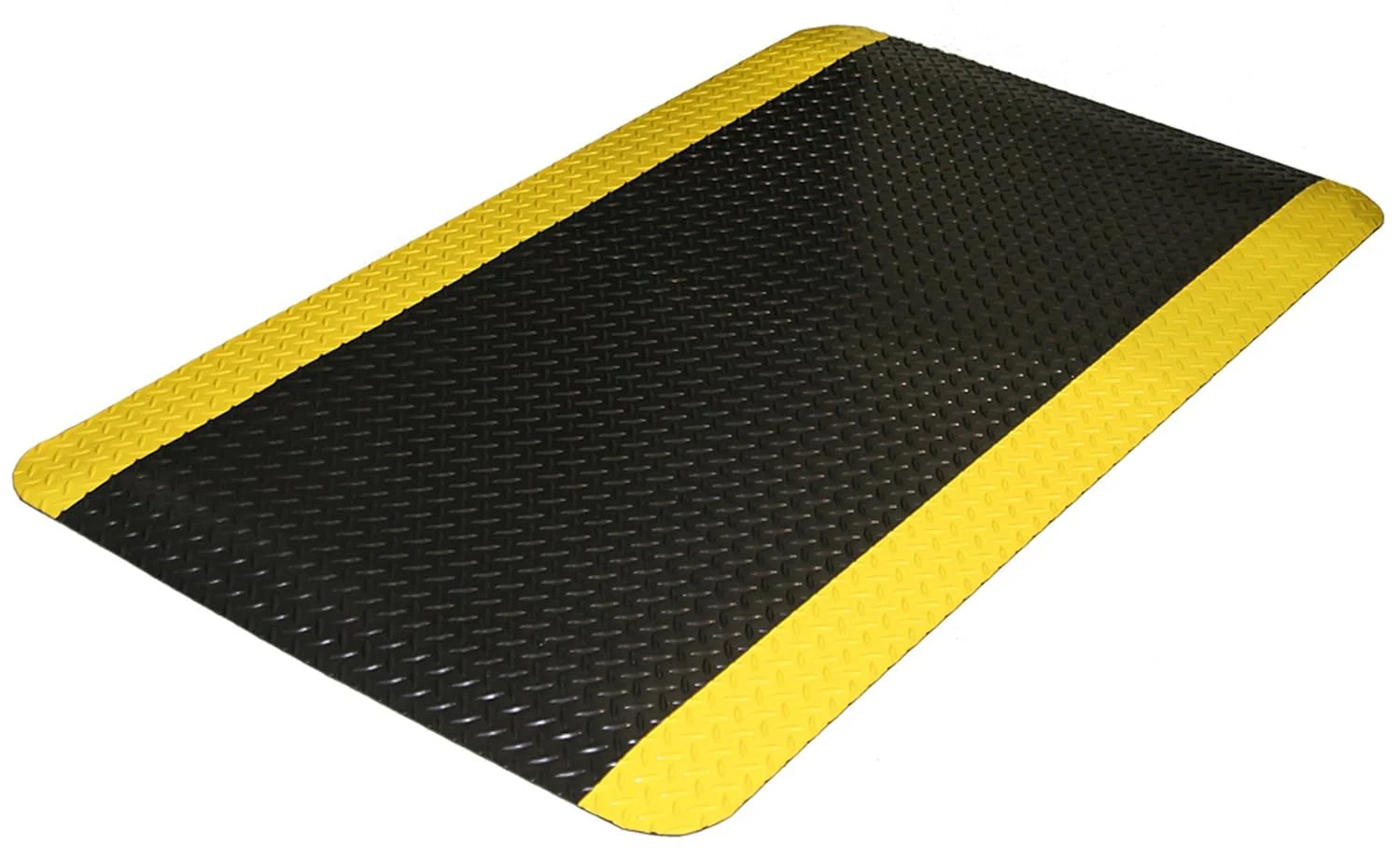 Durable Corporation-442S Vinyl Heavy Duty Diamond-DEK Sponge Industrial Anti-Fatigue Floor Mat, 2' x 3', Black with Yellow Border - Image 2