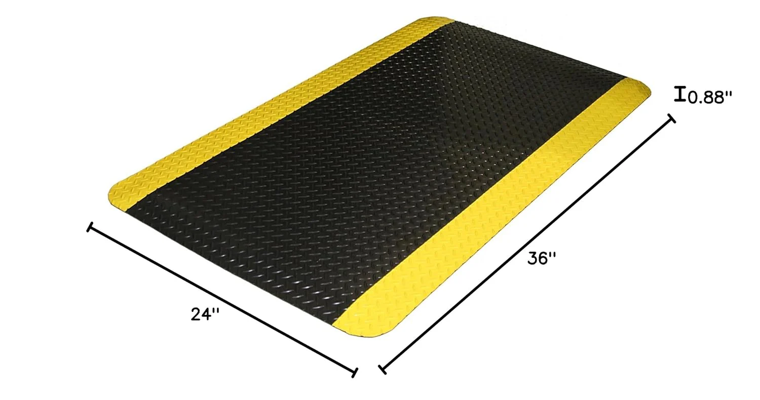 Durable Corporation-442S Vinyl Heavy Duty Diamond-DEK Sponge Industrial Anti-Fatigue Floor Mat, 2' x 3', Black with Yellow Border - Image 3