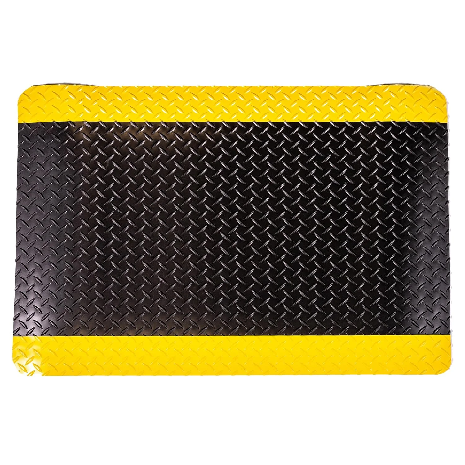 Durable Corporation-442S35BKY Vinyl Diamond-Dek Sponge Industrial Anti-Fgue Floor Mat, 3' x 5', Black with Yellow Border 60"L x 36"W x 0.6"Th Mat - Image 3