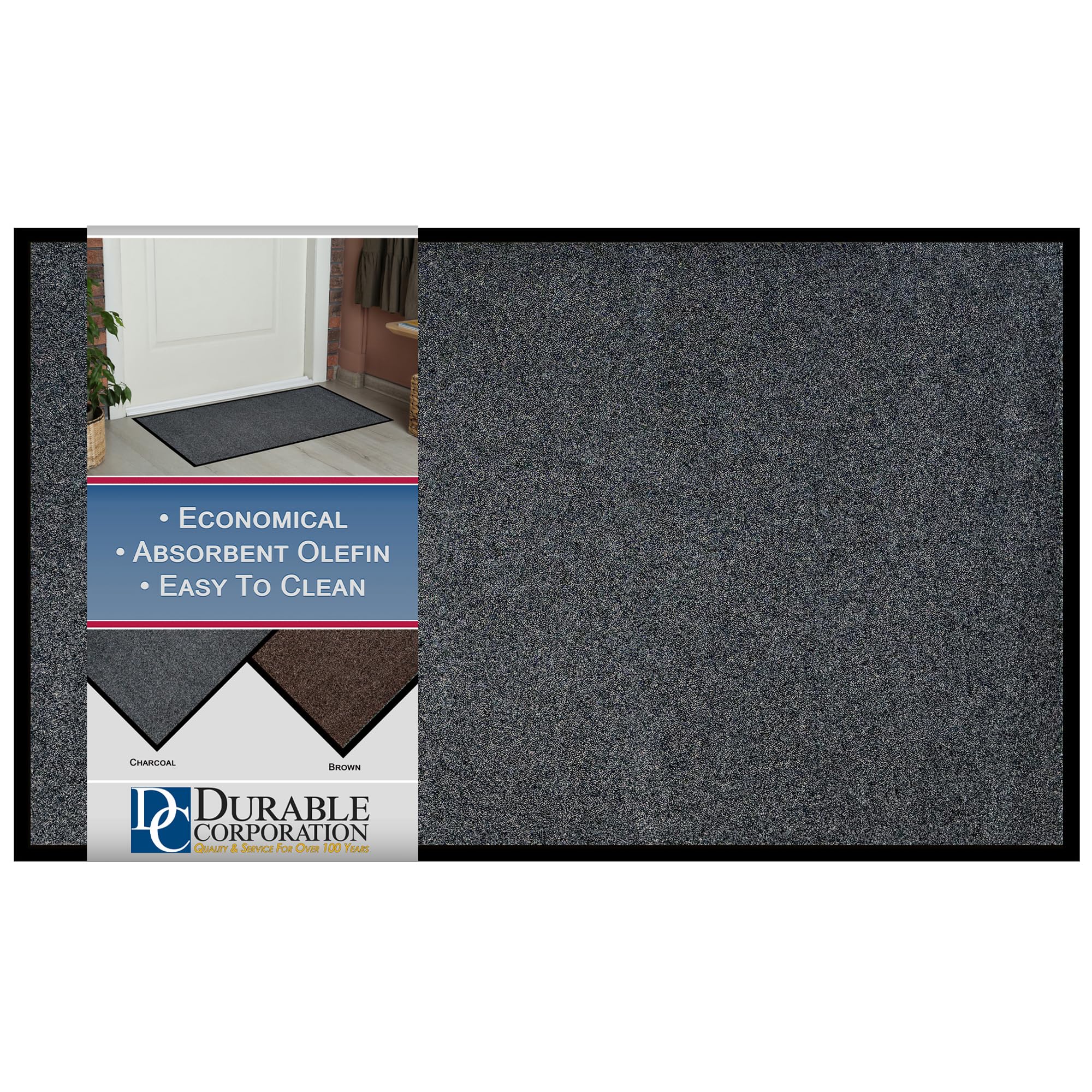 654S34CH Wipe-N-Walk Vinyl Backed Indoor Carpet Entrance Mat, 3' x 4', Charcoal Charcoal 3' x 4' 3' x 4'