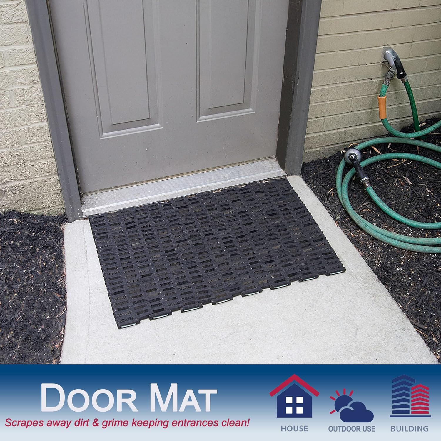 Durable Durite Recycled Tire-Link Outdoor Entrance Mat, Straight Weave, 20" x 30", Black - Image 4