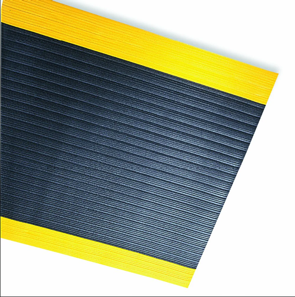 Durable Safety Spun Anti-Fatigue Mat Roll, 3' x 60' , Black with Yellow Border - Image 2