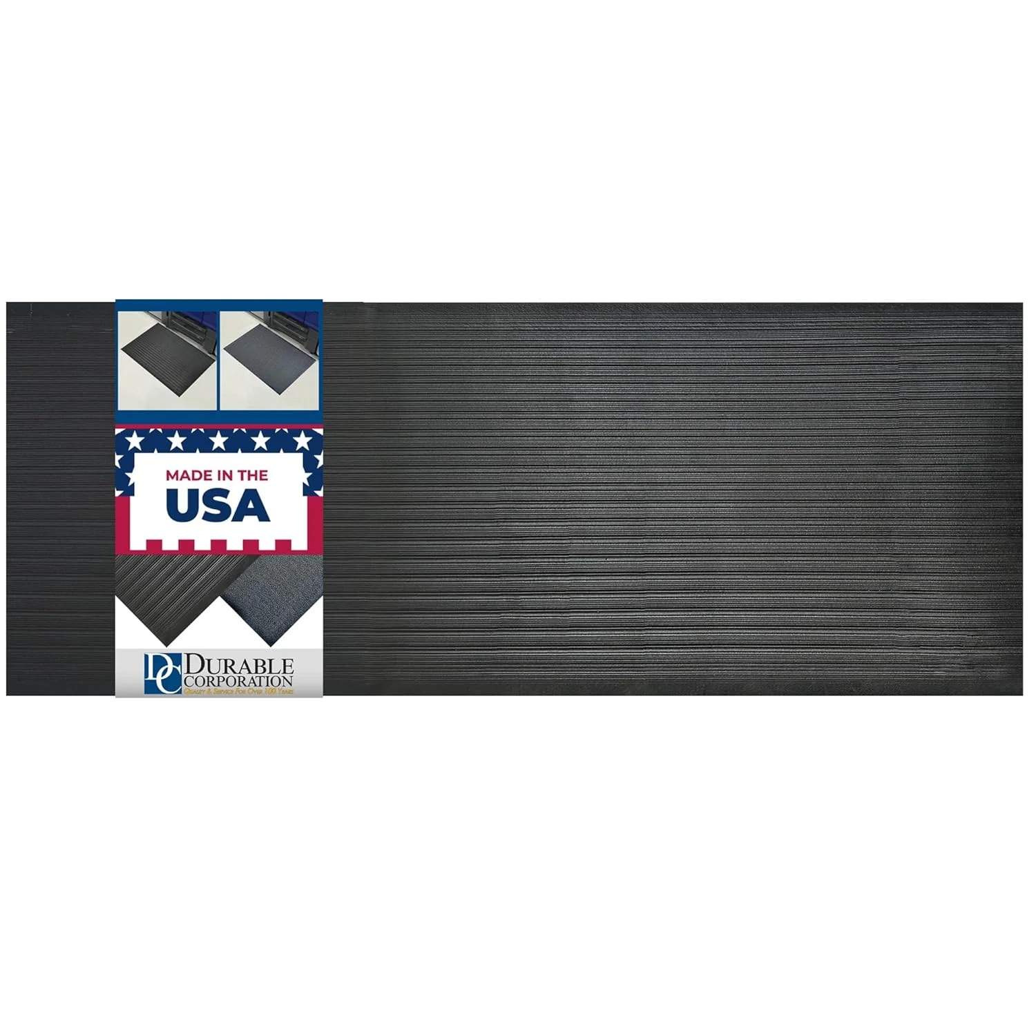 Durable Sponge Vinyl 3/8" Anti-Fatigue Mat, 36" x 120", Black - Image 2
