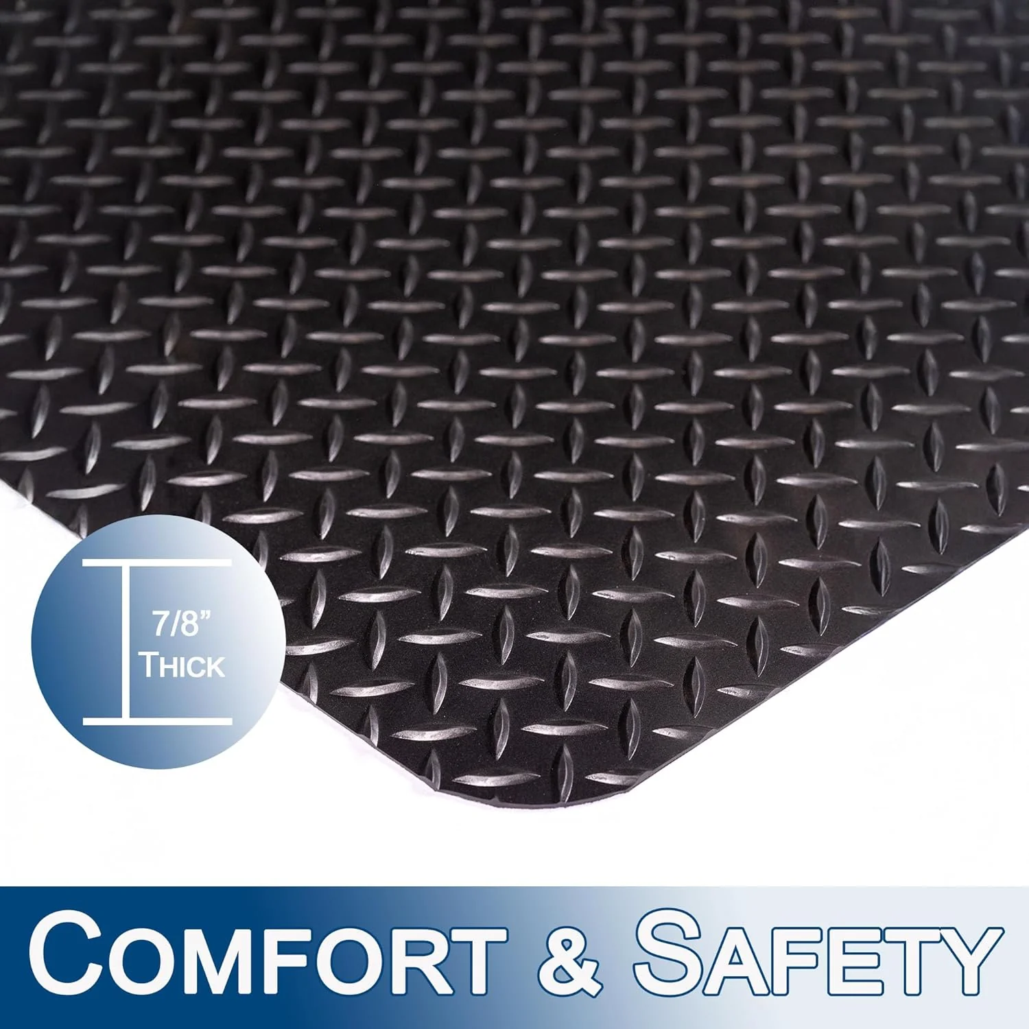 Durable 442SHD35BK Vinyl Heavy Duty Diamond-DEK Sponge Industrial Anti-Fatigue Floor Mat, 3' x 5' - Image 4