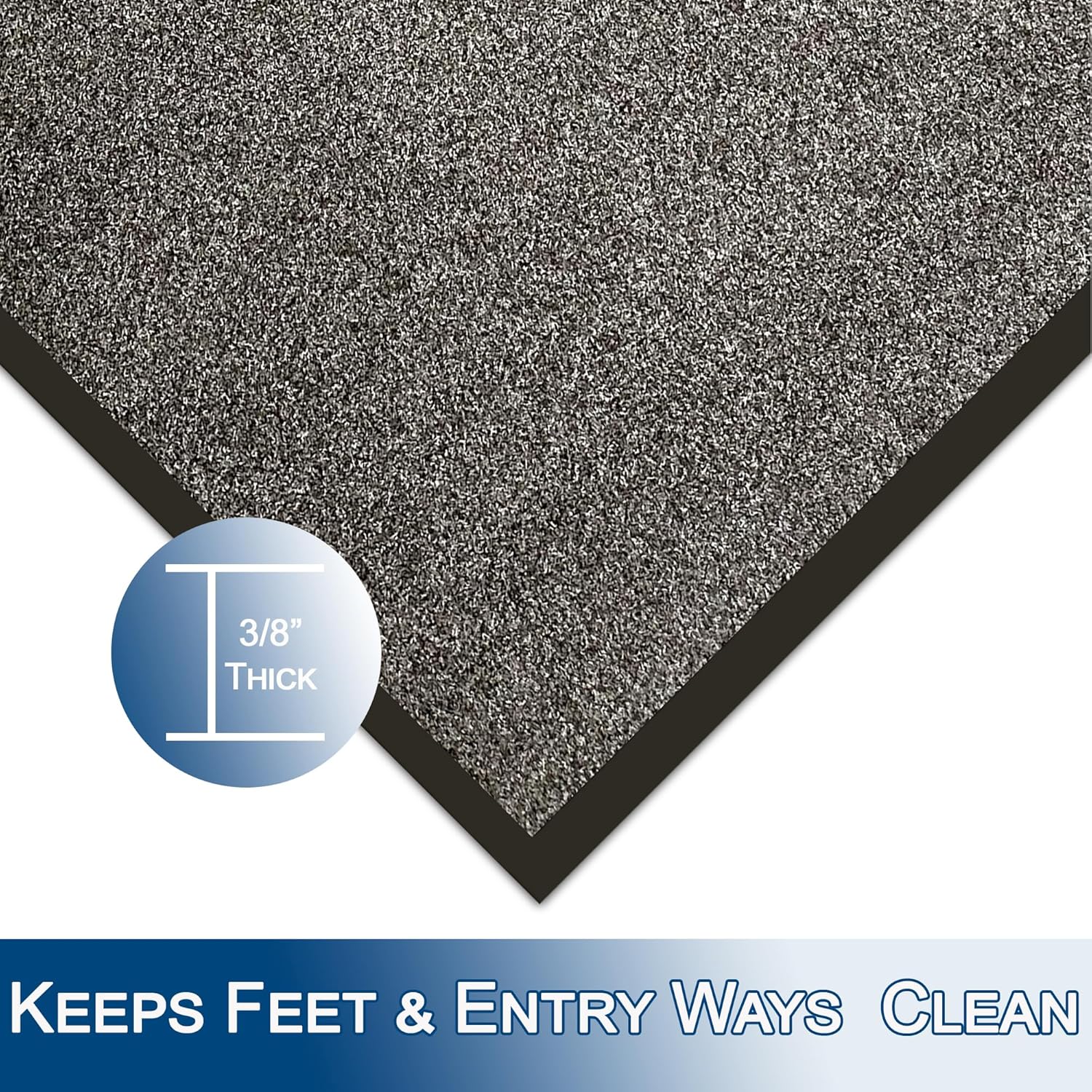 Durable Wipe-N-Walk Vinyl Backed Indoor Carpet Entrance Mat, 4' x 8', Charcoal Charcoal 4' x 8' 4' x 8' - Image 3