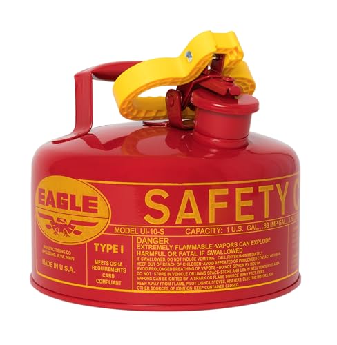 Eagle 1 Gallon Type I Red Safety Gas Can for Gasoline with Flame Arrester and Self-Closing Lid, Made in the USA, Galvanized Steel Flammable Storage Can, UI10S - Image 2