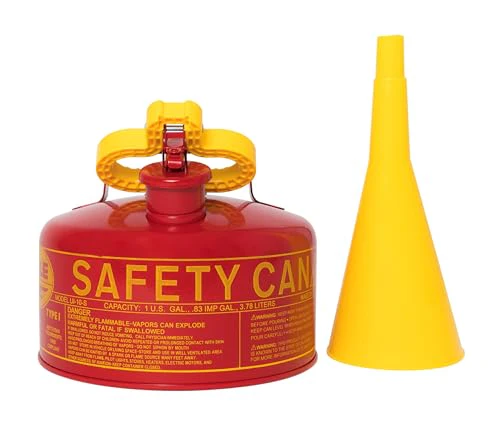 Eagle 1 Gallon Type I Red Safety Gas Can for Gasoline with Flame Arrester, Self-Closing Lid, and F-15 Funnel, Made in the USA, Galvanized Steel Flammable Storage Can, UI10FS - Image 2