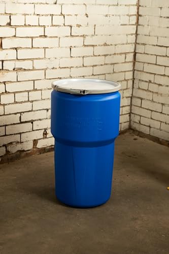 Eagle 14 Gallon Plastic Drum with Lid, Metal Lever-Lock, 26.5"x15", Open Head Lab Pack Drum Made of Durable, Lightweight HDPE, Withstands Weather and Chemicals, Made in USA, Blue, 1610MB - Image 2