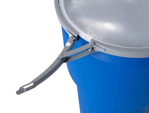 Eagle 14 Gallon Plastic Drum with Lid, Metal Lever-Lock, 26.5"x15", Open Head Lab Pack Drum Made of Durable, Lightweight HDPE, Withstands Weather and Chemicals, Made in USA, Blue, 1610MB - Image 4