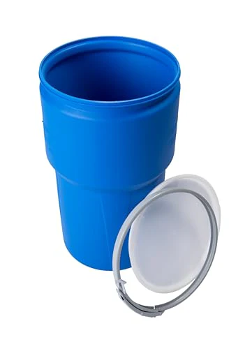 Eagle 14 Gallon Plastic Drum with Lid, Metal Lever-Lock, 26.5"x15", Open Head Lab Pack Drum Made of Durable, Lightweight HDPE, Withstands Weather and Chemicals, Made in USA, Blue, 1610MB - Image 6