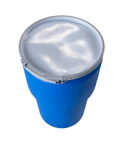 Eagle 14 Gallon Plastic Drum with Lid, Metal Lever-Lock, 26.5"x15", Open Head Lab Pack Drum Made of Durable, Lightweight HDPE, Withstands Weather and Chemicals, Made in USA, Blue, 1610MB - Image 8