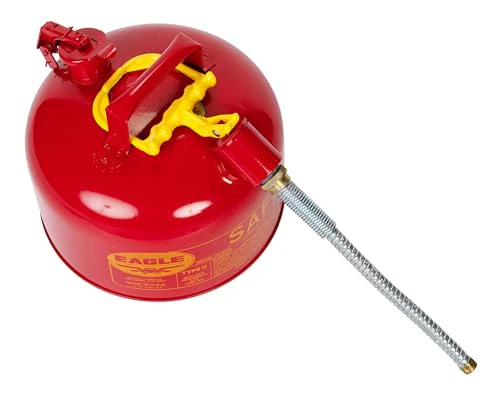 Eagle 2.5 Gallon Type II Red Safety Gas Can for Gasoline with Flame Arrester, Self-Closing Lid, and 12" x 5/8" Flexible Metal Hose, Made in the USA, Galvanized Steel Flammable Storage Can, U226SX5 - Image 2