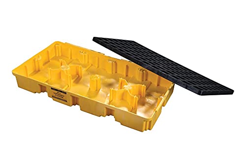 Eagle 2 Drum Spill Platform with Drain and Forklift Pockets, 26.25"x51"x6.5", 30 Gallon Sump, 5,000 lbs. Load Capacity Containment Tray, Made in USA, Yellow, 1632D - Image 2