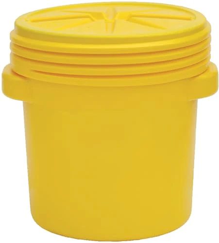 Eagle 20 Gallon Plastic Drum with Lid, Screw-On Lid, 20.8"x20.4", Lab Pack Drum Made of Durable, Lightweight HDPE, Withstands Weather and Chemicals, Made in USA, Yellow, 1650