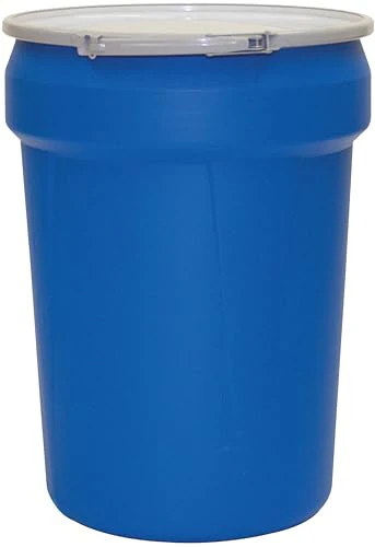 Eagle 30 Gallon Plastic Drum with Lid, Metal Lever-Lock, 28.5"x21.1", Open Head Lab Pack Drum Made of Durable, Lightweight HDPE, Withstands Weather and Chemicals, Made in USA, Blue, 1601MB