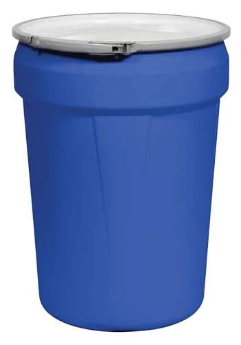 Eagle 30 Gallon Plastic Drum with Lid, Metal Lever-Lock, 28.5"x21.1", Open Head Lab Pack Drum Made of Durable, Lightweight HDPE, Withstands Weather and Chemicals, Made in USA, Blue, 1601MB - Image 4