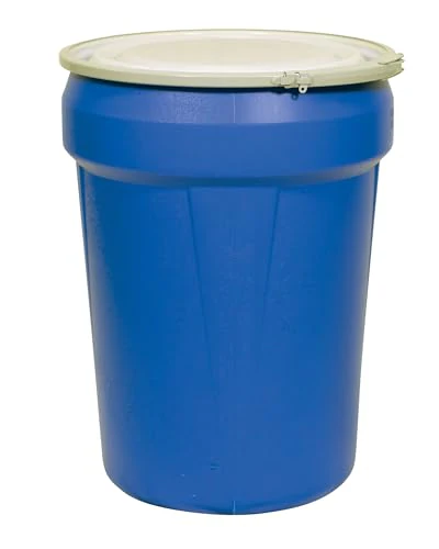 Eagle 30 Gallon Plastic Drum with Lid, Metal Lever-Lock, 28.5"x21.1", Open Head Lab Pack Drum Made of Durable, Lightweight HDPE, Withstands Weather and Chemicals, Made in USA, Blue, 1601MB - Image 5