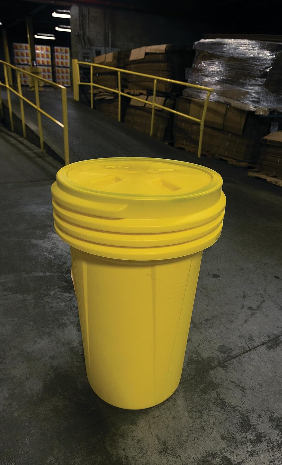 Eagle 1657 55 Gallon Plastic Drum with Lid, Screw-On Lid, 40" x 26.5", Lab Pack Drum Made of Durable, Lightweight HDPE, Withstands Weather and Chemicals, Made in USA, Yellow - Image 2