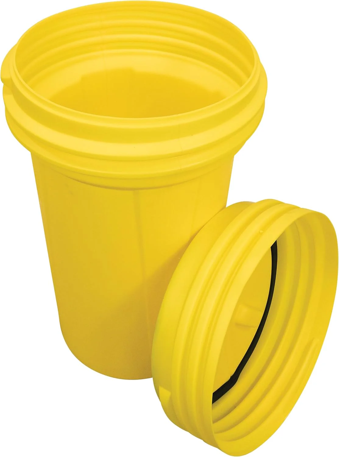 Eagle 1657 55 Gallon Plastic Drum with Lid, Screw-On Lid, 40" x 26.5", Lab Pack Drum Made of Durable, Lightweight HDPE, Withstands Weather and Chemicals, Made in USA, Yellow - Image 4