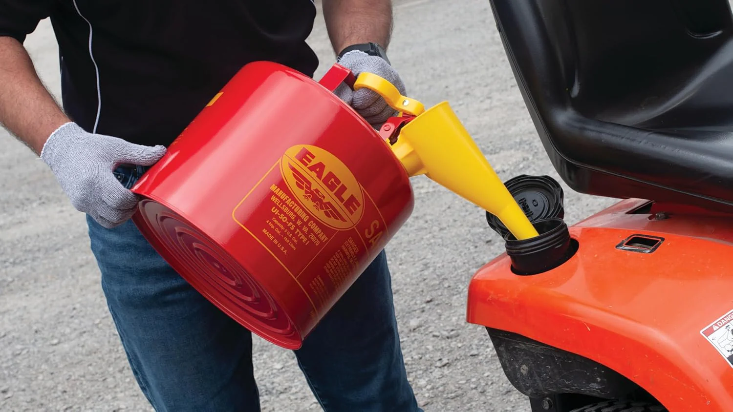 Eagle Plastic Funnel for Type I Metal Safety Cans, 5"x 7"x 12", Made of Chemically Resistant High-Density Polyethylene, Yellow, Made in The USA, F15FUN - Image 6